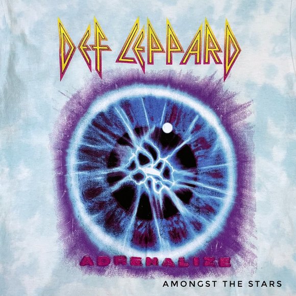 Def Leppard Adrenalize Blue White Tie Dye Band T-Shirt - Picture 2 of 4